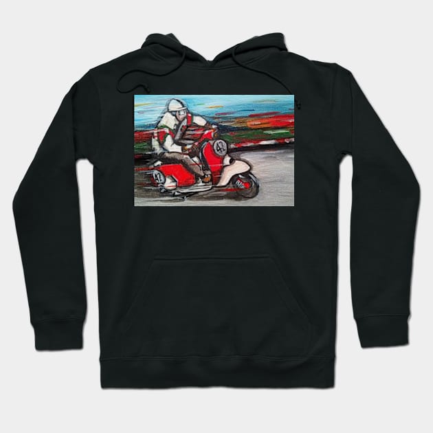 Retro Scooter, Classic Scooter, Scooterist, Scootering, Scooter Rider, Mod Art Hoodie by Scooter Portraits